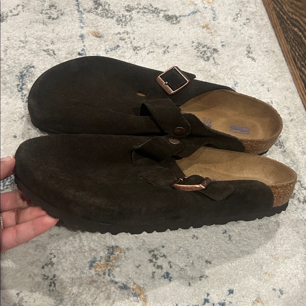 Birkenstock Boston Soft Footbed Mocha Brown Suede Clogs Women 11 Men 9 Comfort - Picture 10 of 10